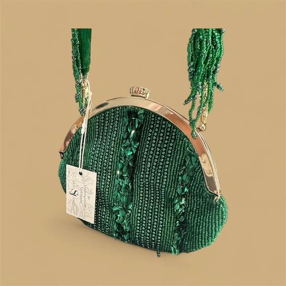 Sassy Jones Handbags - Sassy Jones Tyla Emerald Beaded Clutch